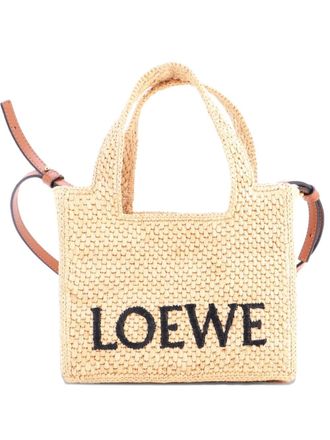 Loewe Paulas Ibiza Logo Convertible Raffia Small tote bag - Beige