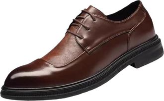 Generic Mens Leather Shoes Inner Height Increasing Breathable Lace Up Korean British Style Trendy Versatile Business Casual Shoes for Groom Wedding Formal Dai