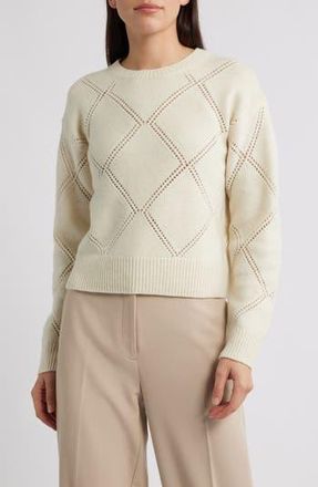 Vince Texture Argyle Wool Sweater in Cream at Nordstrom Rack, Size X-Large
