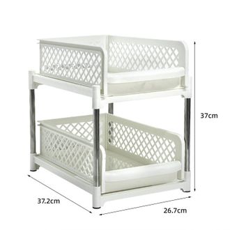 OEM Estante Deslizante De Pl&aacute;stico Para Almacenamiento En El Fregadero (blanco Ancho)