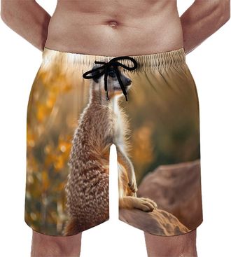 Generic Meerkat Mens Swim Trunks Summer Beach Shorts Casual Board Shorts Golf Shorts M