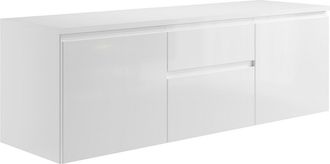 Vente-Unique Mueble de ba&ntilde;o flotante color blanco - 150x50 cm - JIMENA II