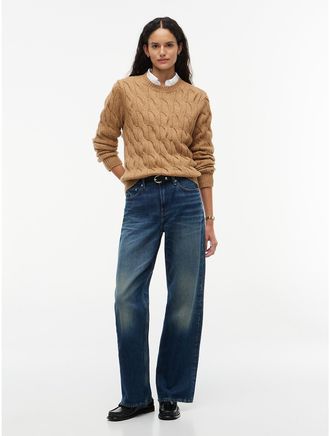 Tommy Hilfiger Womens Cable Knit Crewneck Sweater - Brown - XXL