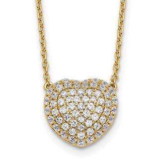 Diamond2Deal 14k Gold 3/4 Ct Lab Grown Diamond Heart Pendant Necklace 18