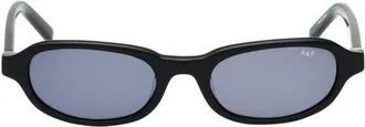 Abercrombie & Fitch 50mm Oval Sunglasses in Shiny Black /Smoke at Nordstrom