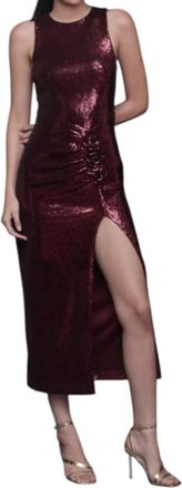 Avec Les Filles Rosette Detail Sequin Maxi Dress In Merlot