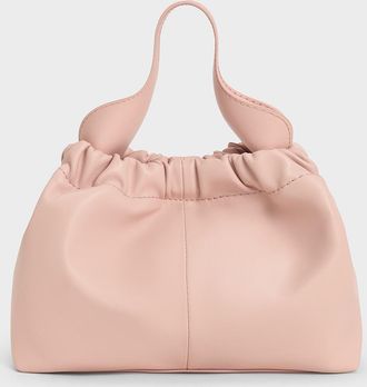 Charles & Keith Ally Ruched Slouchy Chain-Handle Bag