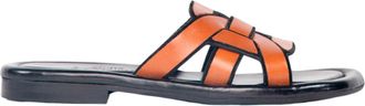 Homers Womens Dalia Leather Flat Sandals In Sierra Sella-Black