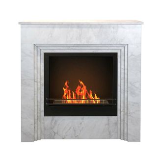 Dmora Chimenea De Bioetanol Dstephanesing, Chimenea Ecol&oacute;gica, Hogar Sin Humo, Calefactor De Etanol, Made In Italy, 96x35 H96 Cm, Blanco - Dmora
