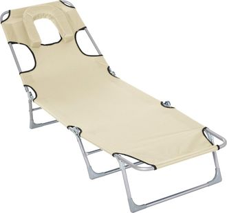 OUTSUNNY Tumbona reclinable 182x56x28 cm beige
