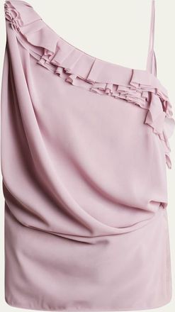 Dries Van Noten Ciska Ruffle One-Shoulder Wrap Shirt