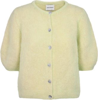 Americandreams Susan Short Sleeve Cardigan - Dames - Vesten - Geel - XL - Wol - Truien & Vesten