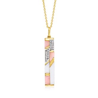 Ross-Simons Pink and White Opal Pendant Necklace With. White Topaz in 18kt Gold Over Sterling
