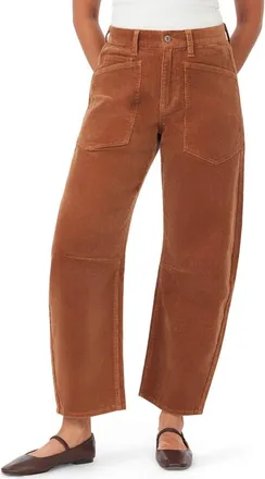Kensie Barrel Leg Ankle Pants in Cognac Cord at Nordstrom Rack, Size 12
