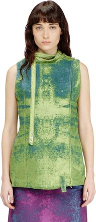 Diesel Belted vest in coloured satin denim - Vests - Woman - Green