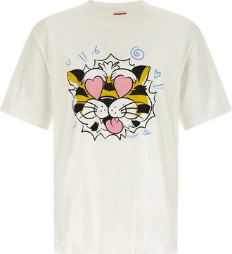 Kenzo Wild Tiger Oversized T-Shirt - Heren - T-shirts - Wit - L - Katoen - Tops