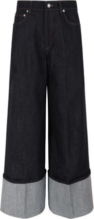 Givenchy Wide Jeans, female, Blue, Size: W25 Raw Turn-Up Jeans