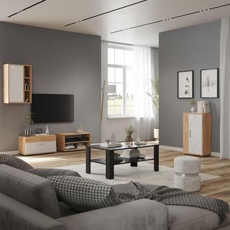 Vicco Conjunto De Sal&oacute;n Berno, Roble Dorado/blanco, Juego De 4 Piezas, Vicco