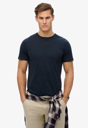 Superdry Rundhalsshirt SUPERDRY CLASSIC ESSENTIAL TEE, Herren, Gr. XXL, blau (eclipse navy), Single Jersey, Obermaterial: 100% Baumwolle, unifarben, relaxed fi