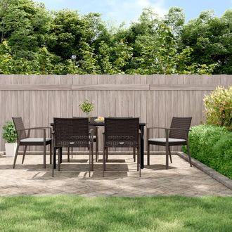 vidaXL Juego Comedor Jard&iacute;n 7 Piezas Y Cojines Rat&aacute;n Sint&eacute;tico Y Acero Vidaxl