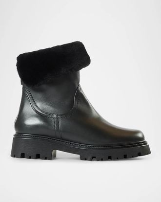 Aquatalia 40mm Mimi Shearling-Lined Waterproof Suede Ankle Boots