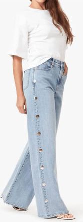 Habitual Womens Gemma Studded Wide Leg Slouch Pants In Denim Blue