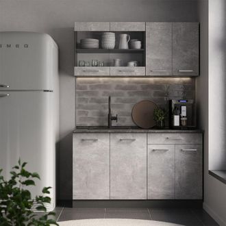 Vicco Cocina Vers&aacute;til R-line, Hormig&oacute;n/antracita, 140 Cm, Et M&aacute;rmol