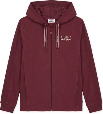 Freddy Felpa donna zip e cappuccio con inserti in costina
