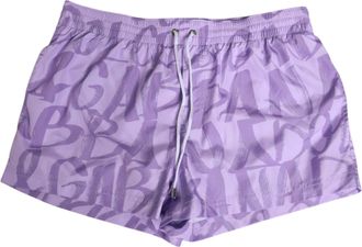 Dolce & Gabbana Purple DG Logo Print Nylon Men Shorts Mens Swimwear
