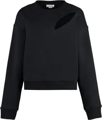 Alexander McQueen Alexander McQueen, Sweatshirts, female, Black, Size: XS Cotton crew-neck sweatshirt