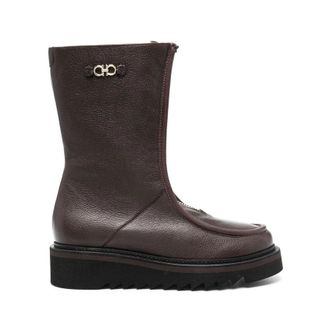 Ferragamo Gancini-Plaque Ankle Boots
