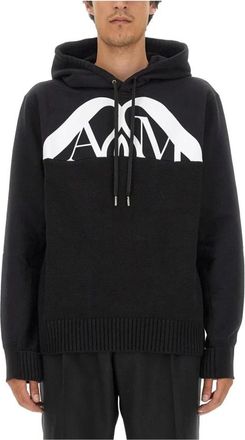 Alexander McQueen Logo Oversized Katoenen Sweatshirt Gemaakt in Itali&euml; - Heren - Hoodies - Zwart - M - Katoen - Hoodies & sweatvesten