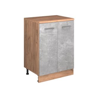 Vicco Armario De Cocina Para Techo Inclinado R-line, Hormig&oacute;n, 60 Cm Sin Inclinaci&oacute;n Con 2 Puertas, Vicco