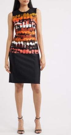Anne Klein Print Sleeveless Sheath Dress in Anne Black Multi at Nordstrom, Size 12