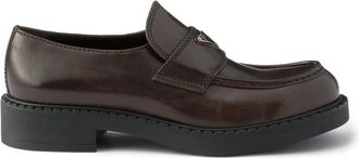 Prada Chocolate Aged Leather Loafers
