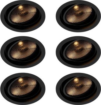QAZQA Set of 6 Modern Black Adjustable Recessed Spotlights - Coop 111 Honey
