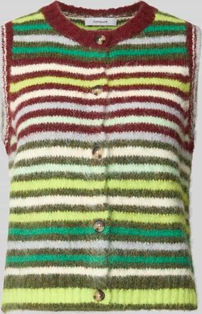 Topshop Strickweste mit Streifenmuster Modell CARO in Mittelbraun Mel, Gr&ouml;&szlig;e XS
