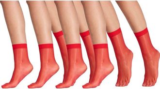 Lechery 4 Pairs of Glossy Sheer Socks in Red at Nordstrom