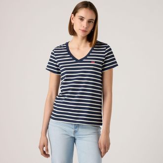 Levi's The Perfect V Neck Tee - Womens - L - Blue
