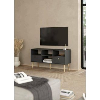 Dmora Dmora - Mueble De Televisi&oacute;n Jolie, Aparador De Sal&oacute;n, Mueble Bajo Para Tv, Base De Pared Equipada, 117x39 H61 Cm, Gris