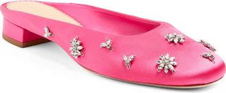 Cinq &agrave; Sept Callie Crystal Embellished Satin Mule in Calla Lily/Clear at Nordstrom Rack, Size 6.5Us / 36.5Eu