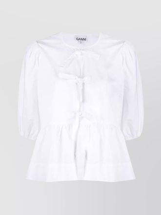 Ganni cotton poplin peplum top