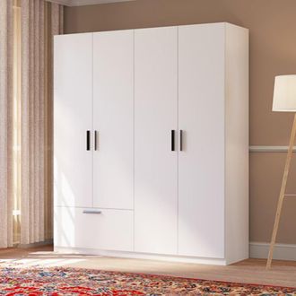 Dmora Guardarropa Grande Lidase, Armario Dormitorio 2 Estantes, Perchero, Un Caj&oacute;n, 180x210h Cm Blanco