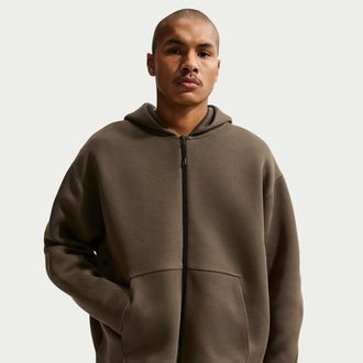 Nike Mens Tech Fleece Full-Zip Hoodie in Brown | IF1319-212