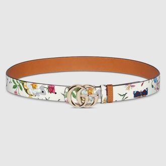 Gucci Reversible GG Marmont Belt, White, Leather