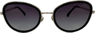 Chanel Pre-owned Womens Gradient Crystal Round Glasses in Black Metal - One Size