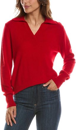Fort&eacute; Cashmere Split Neck 100% Cashmere Polo Sweater