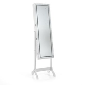 tomasucci Coffer Hollywood Floor Mirror with Container, Matt White