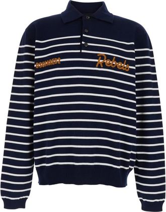 Dsquared2 Gestreept Poloshirt met Lange Mouwen - Heren - Coltruien - Blauw - L - Truien & Vesten