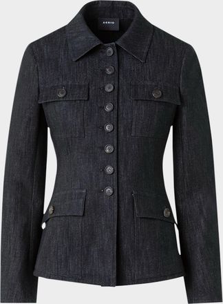 Akris Delia Cotton Denim Stretch Shirt Jacket
